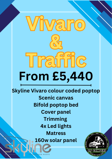 Promotional poster for Vivaro & Traffic with pricing and product details.