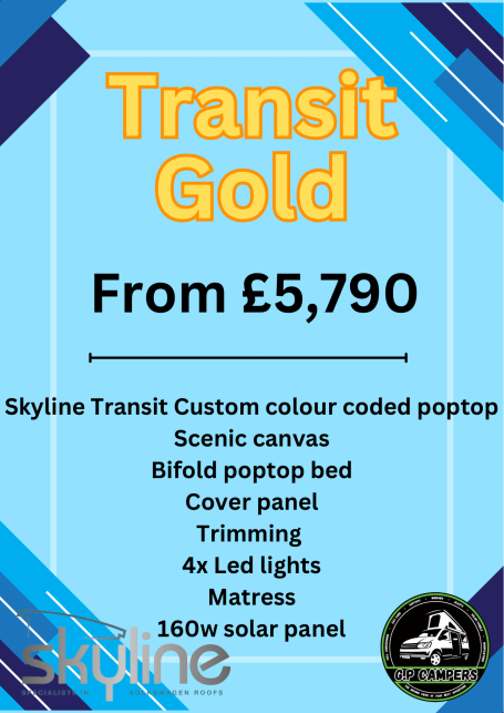 Promotional poster for Skyline Transit Gold, featuring product details and pricing.